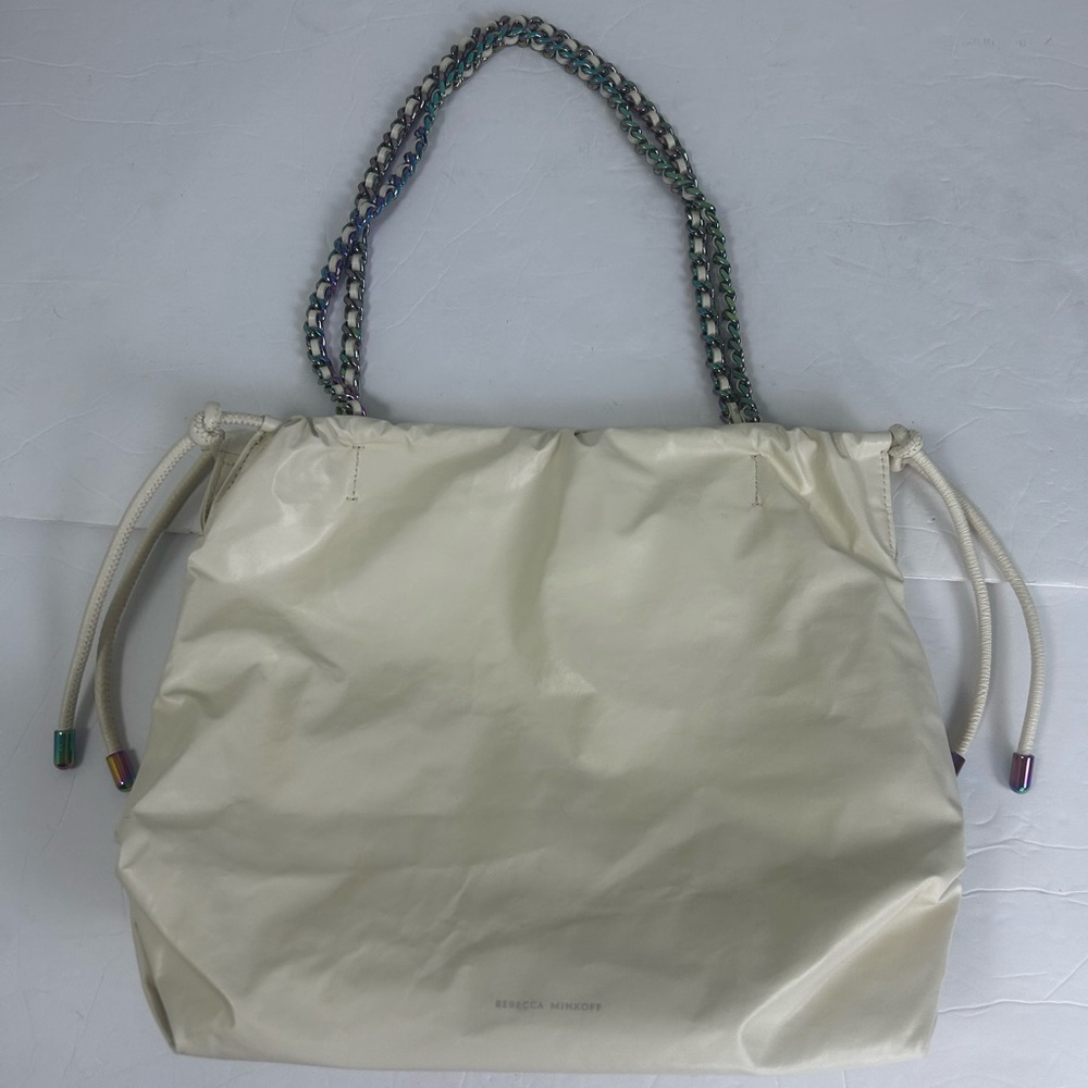 Rebecca Minkoff Zero Gravity Chantilly Leather Metallic Chain Shoulder Tote Bag - Picture 11 of 15